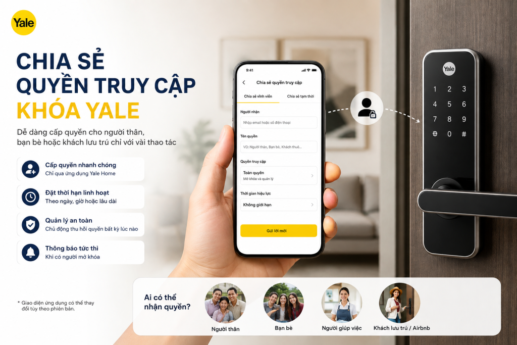 chia sẻ quyền truy cập khoá yale