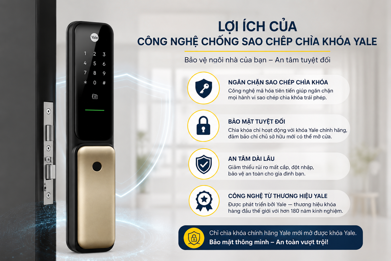 chống sao chép chìa khoá yale