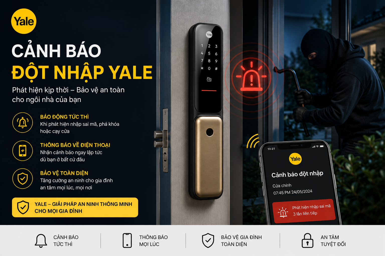 công nghệ cảnh báo đột nhập yale
