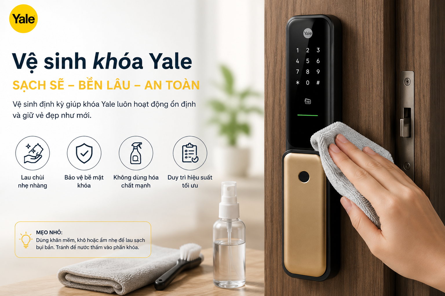 vệ sinh khoá yale