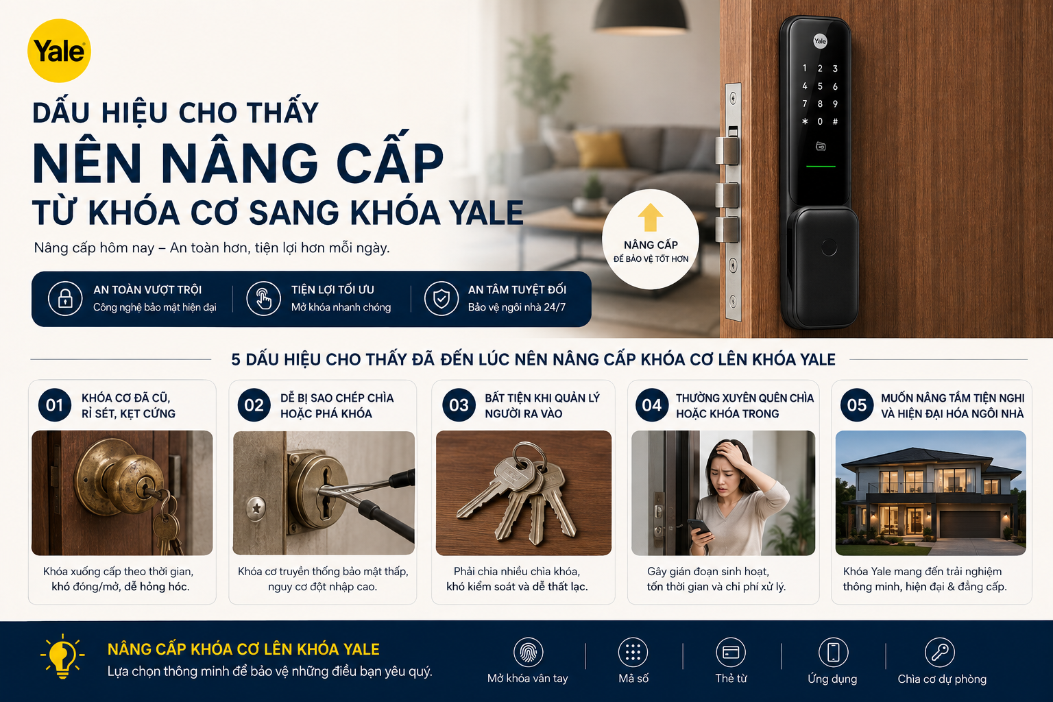 nâng cấp khoá cơ lên khoá yale