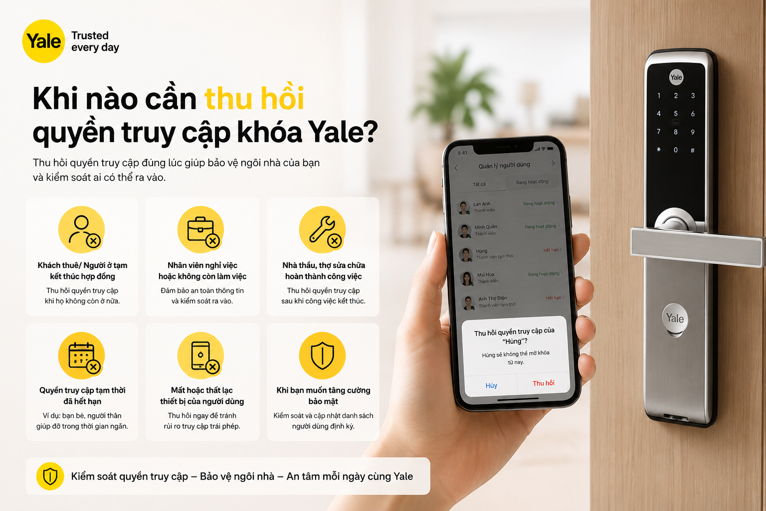 chia sẻ quyền truy cập khoá yale