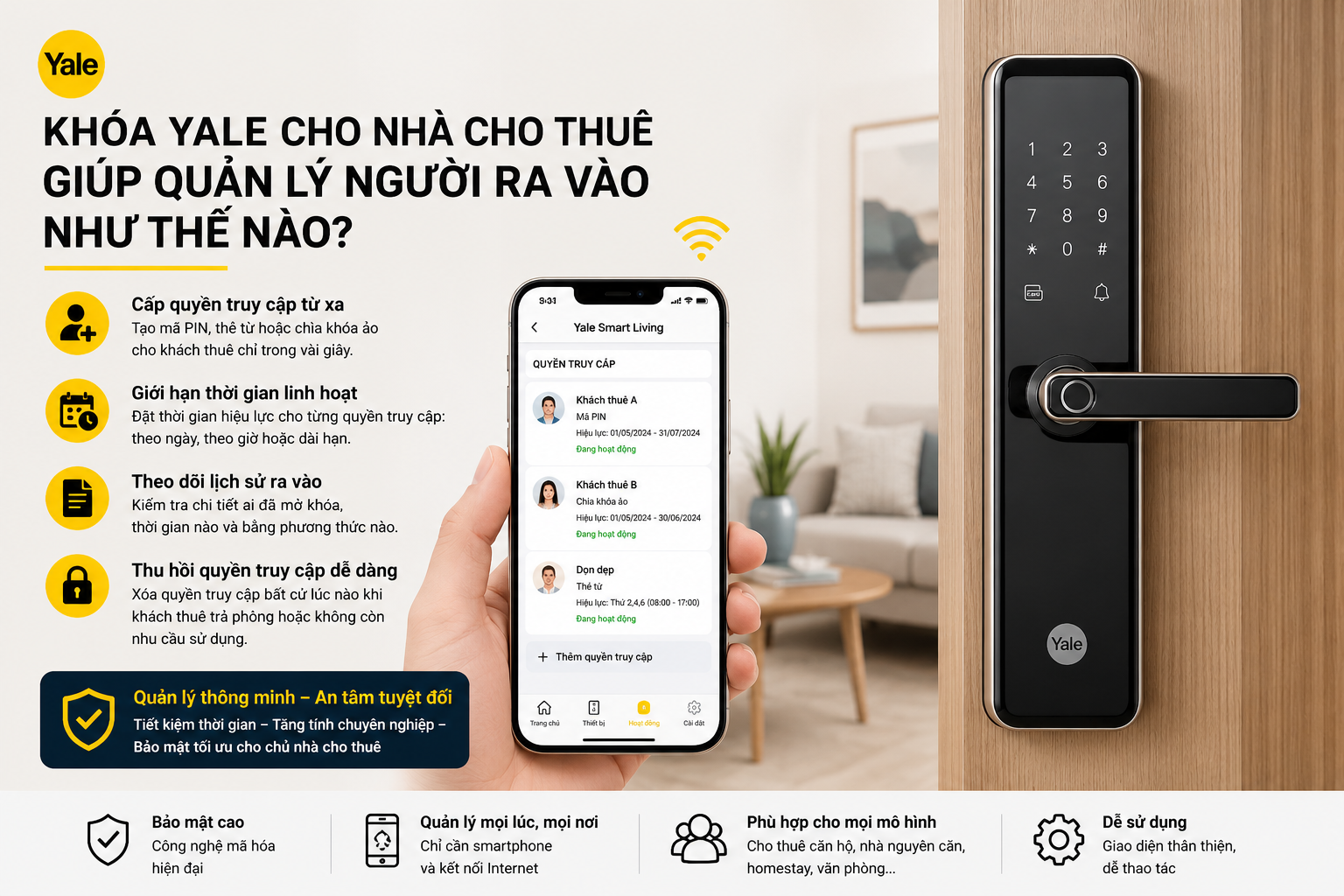 khoá yale cho nhà cho thuê