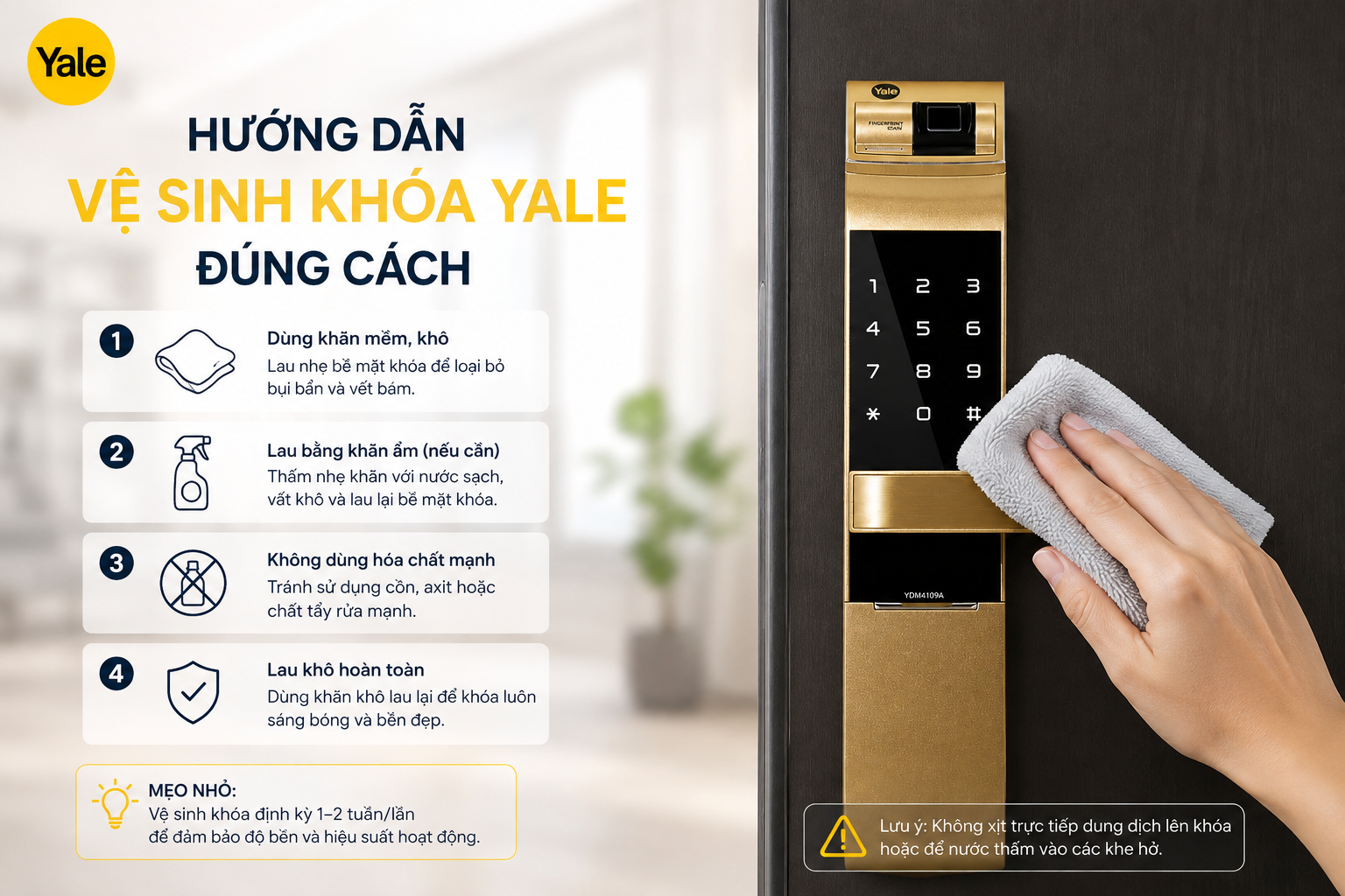 vệ sinh khoá yale
