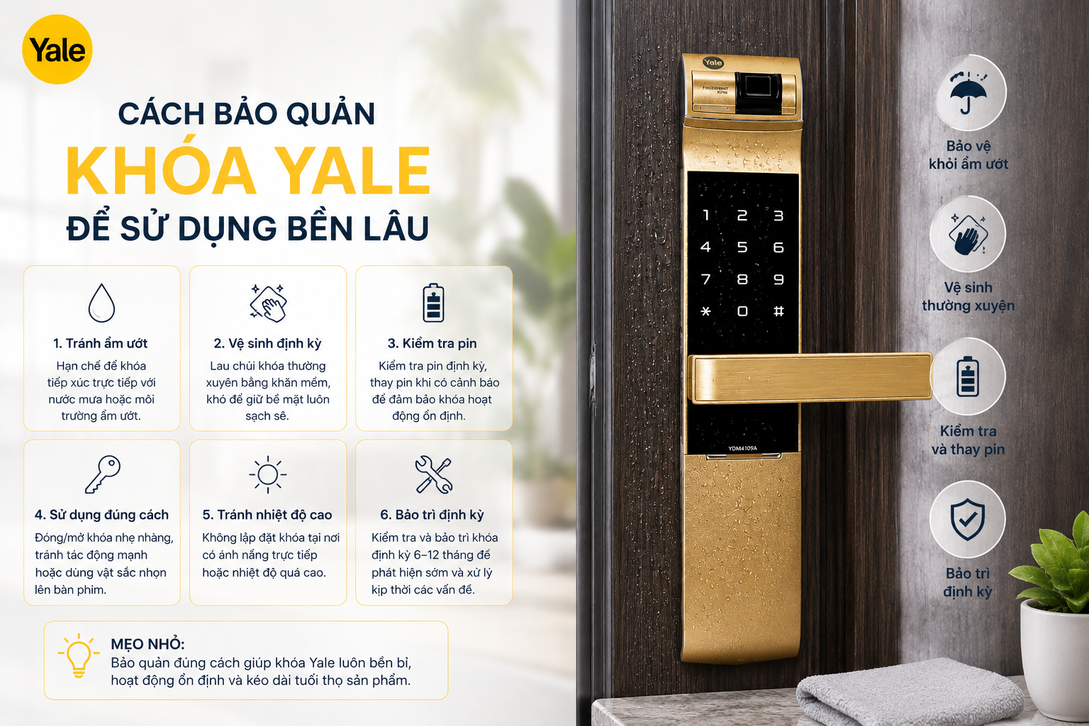 vệ sinh khoá yale