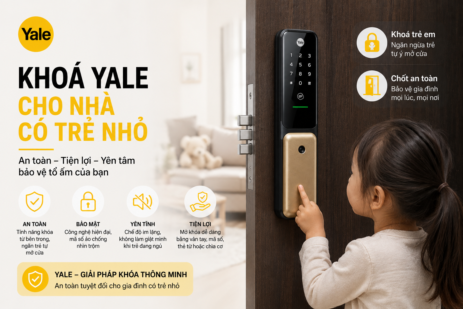 khoá yale cho gia đình có trẻ nhỏ