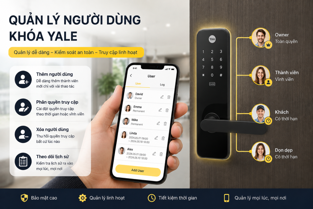 quản lý người dùng khoá yale