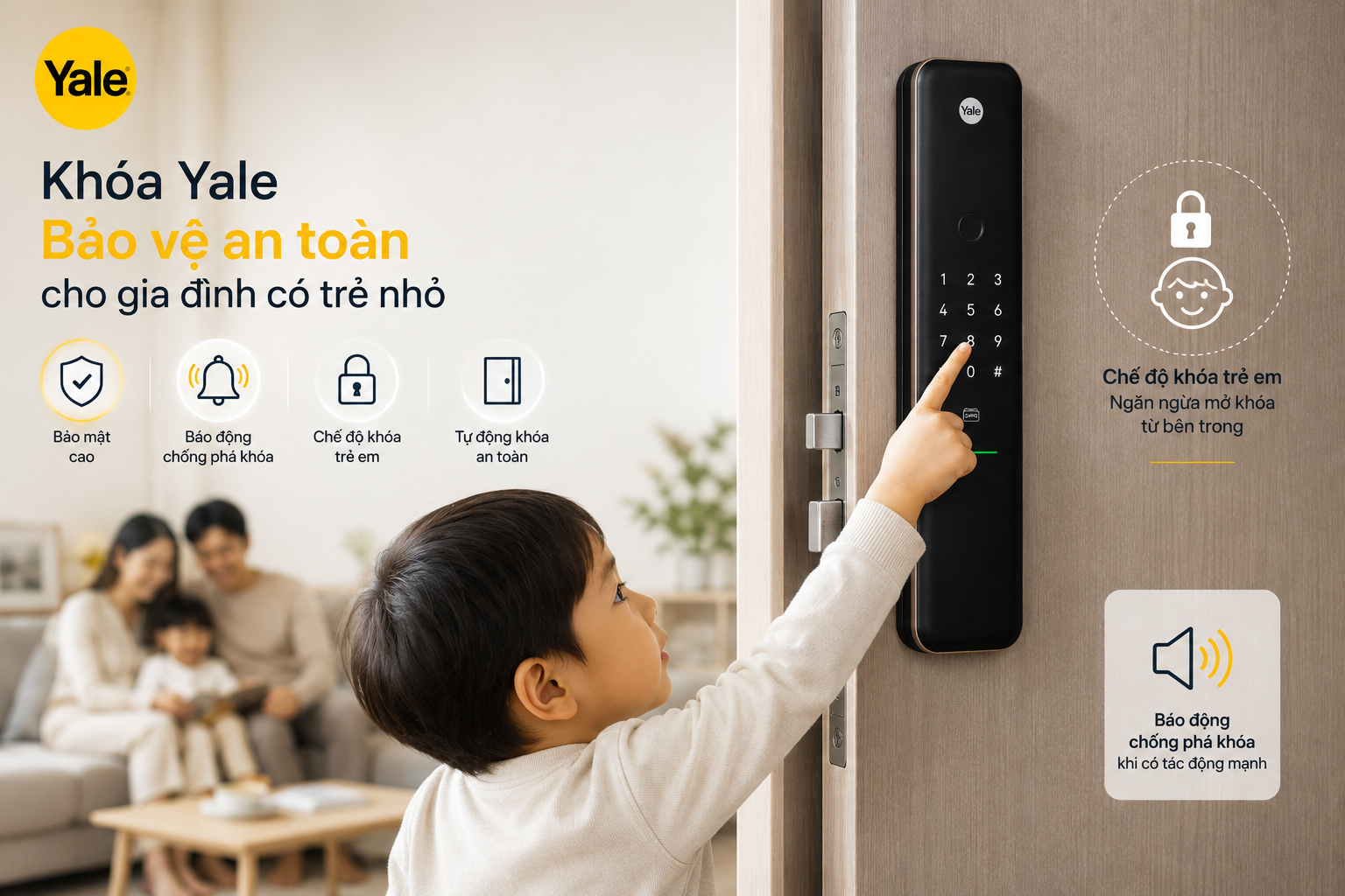 khoá yale cho gia đình có trẻ nhỏ