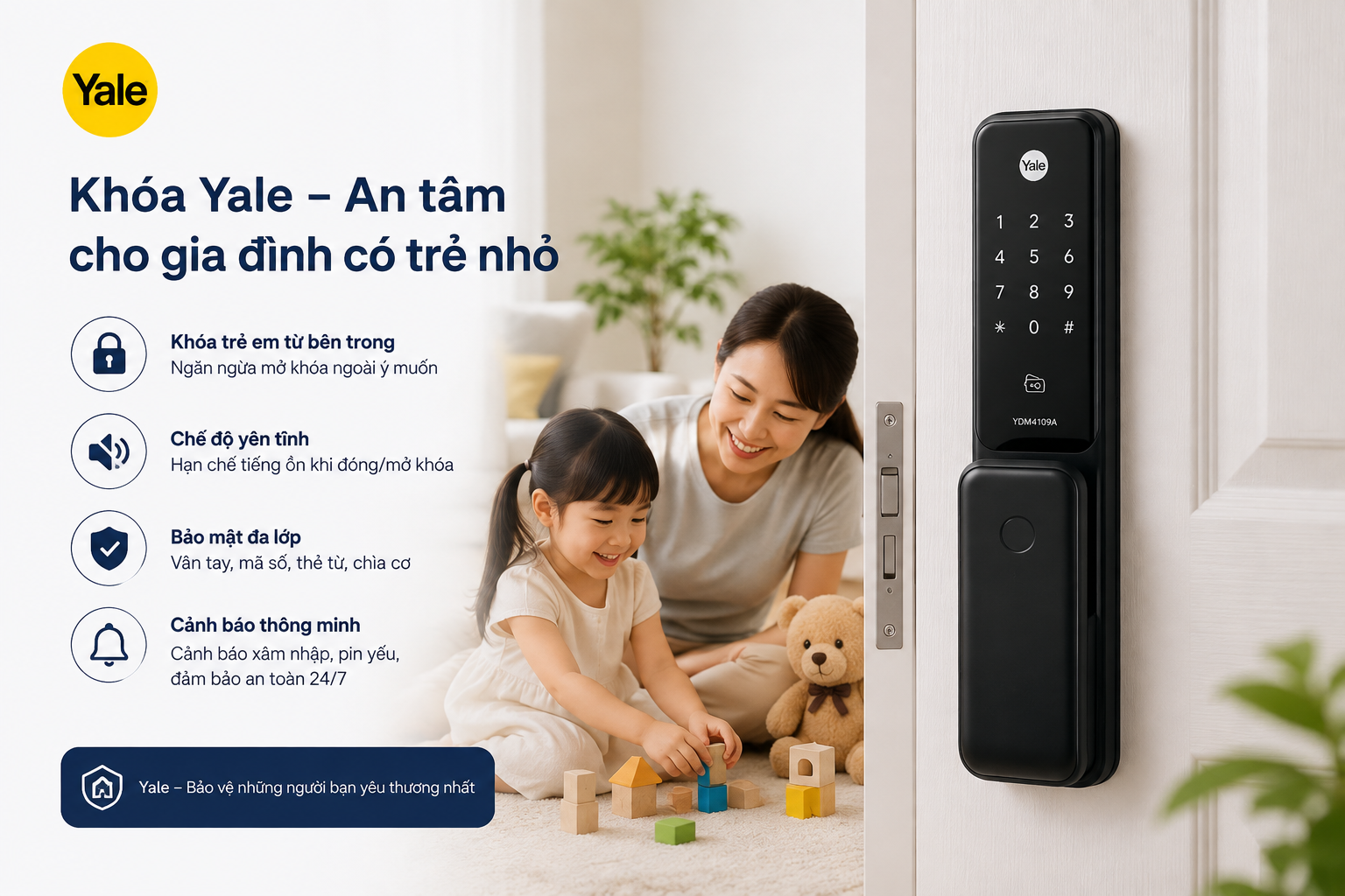 khoá yale cho gia đình có trẻ nhỏ
