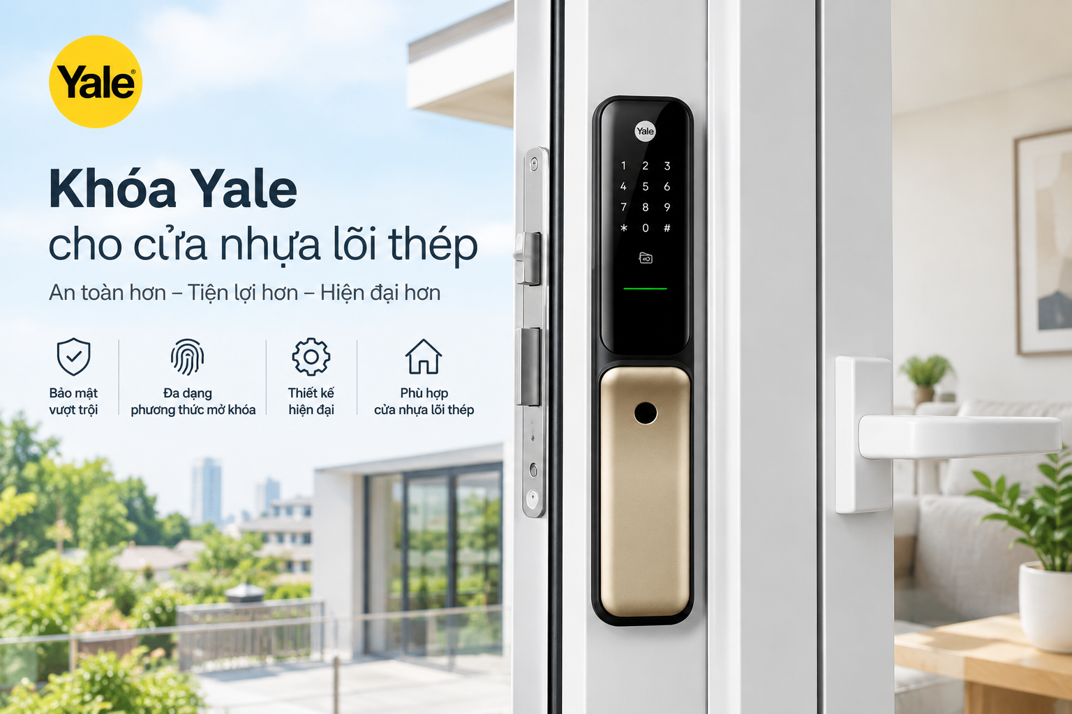 khoá yale cho cửa nhựa lõi thép