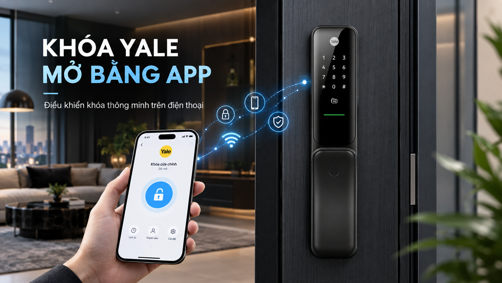 khoá yale mở bằng app