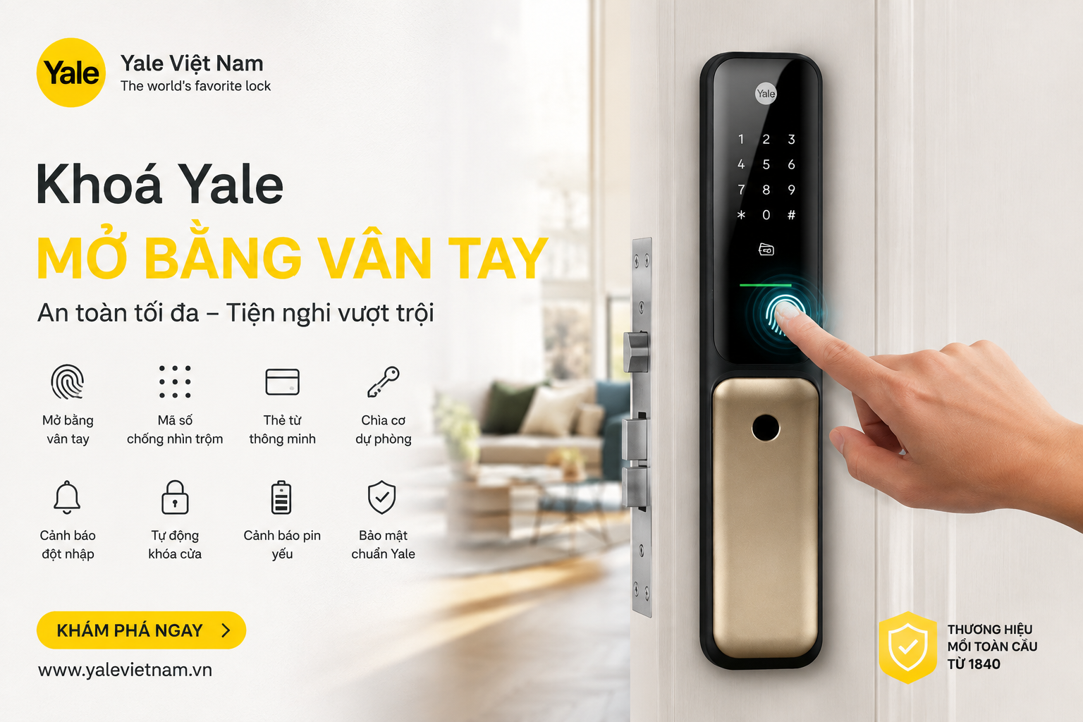 khoá yale mở bằng vân tay
