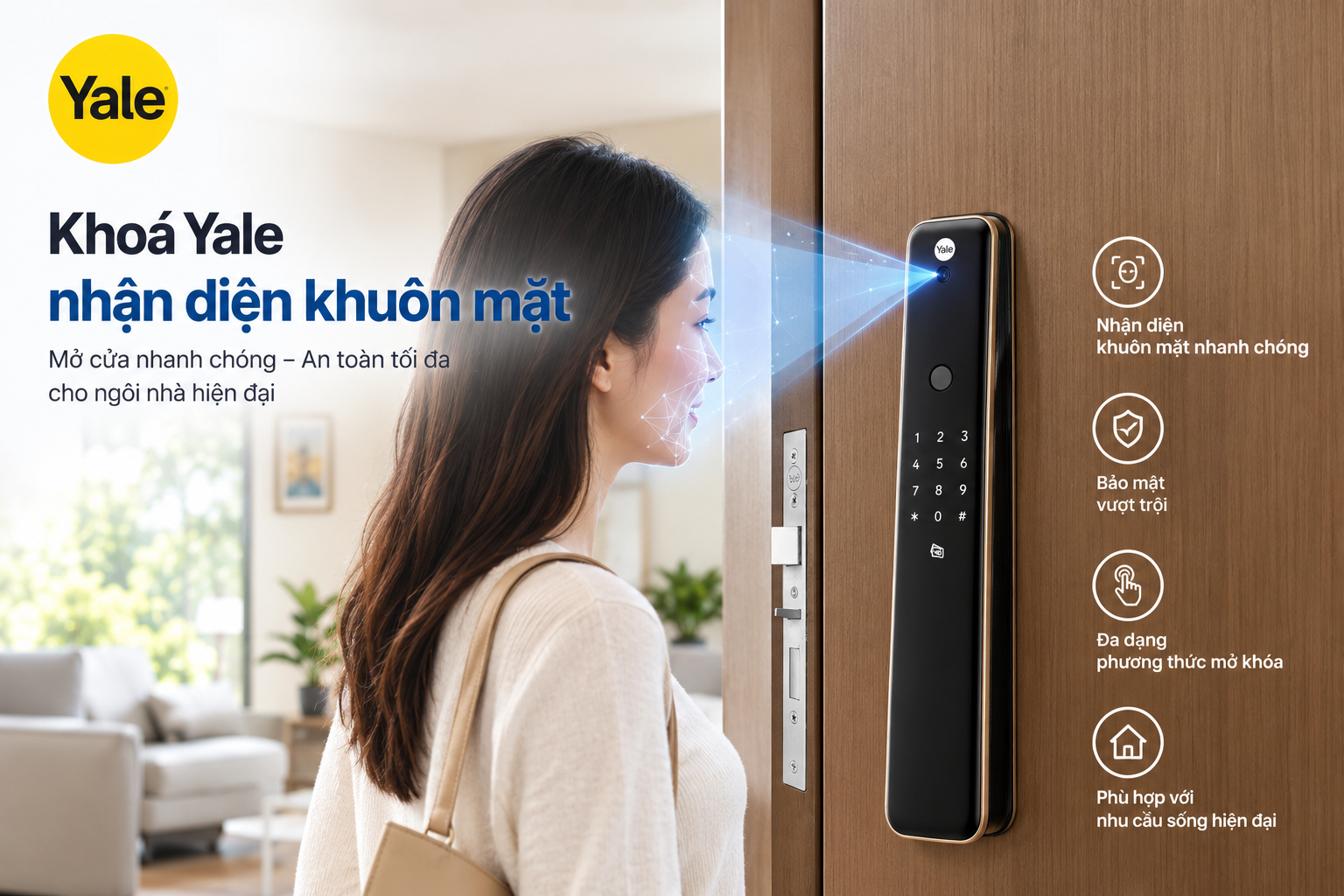 khoá yale nhận diện khuôn mặt