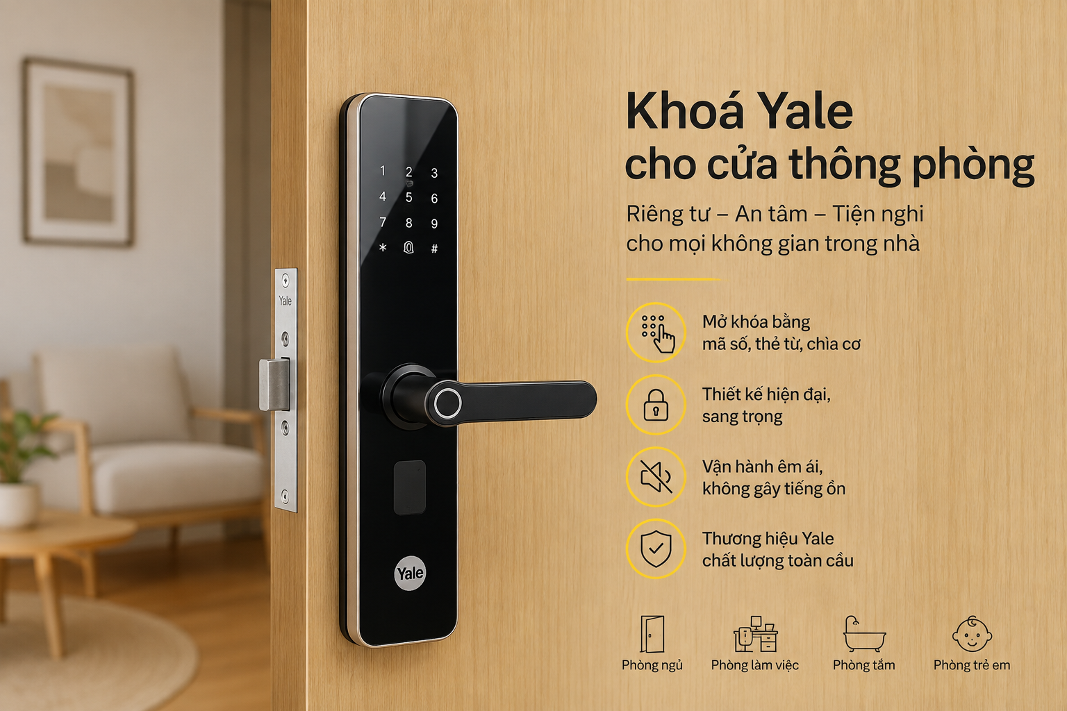 khoá yale cho cửa thông phòng