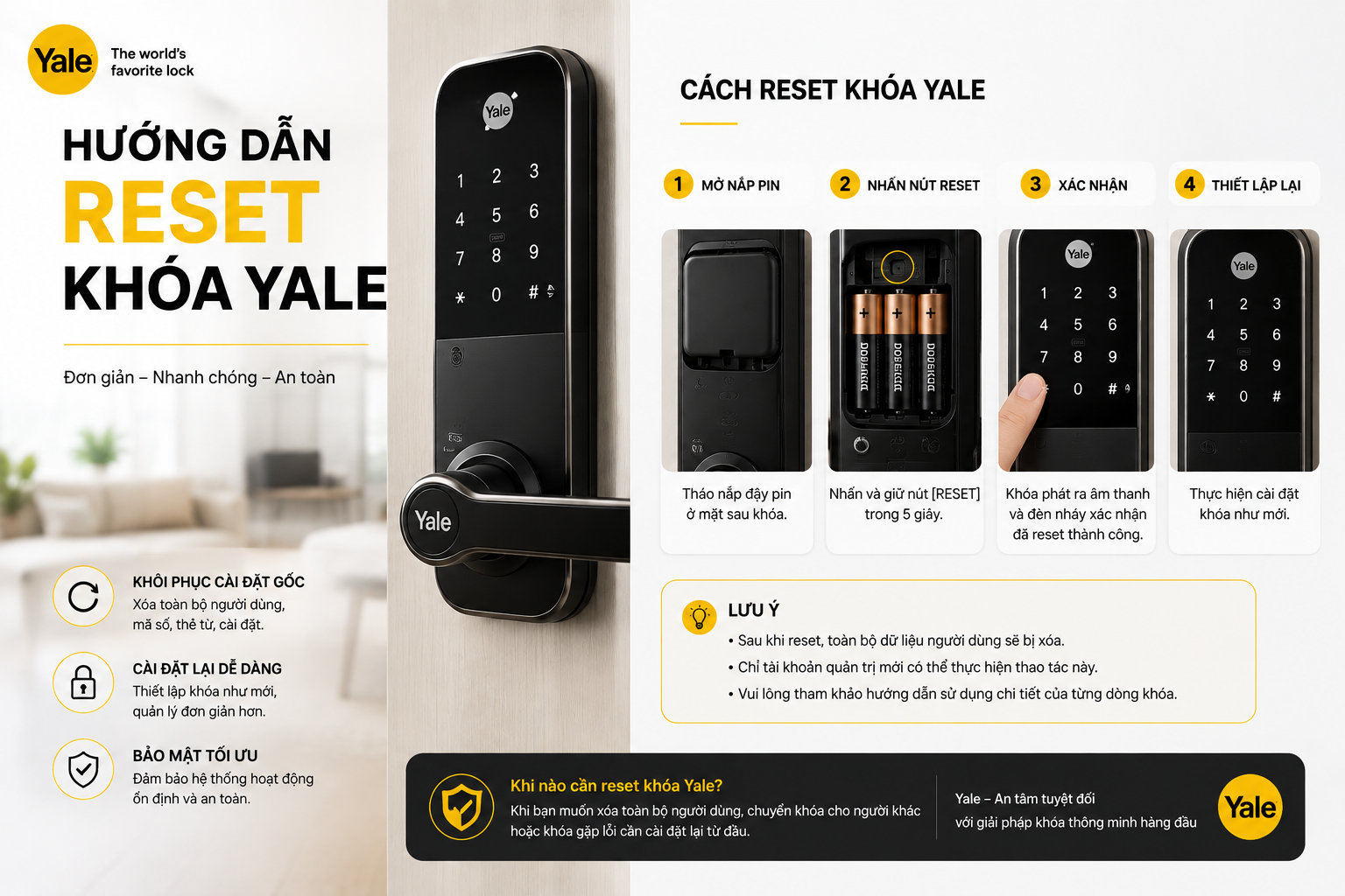 reset khoá yale