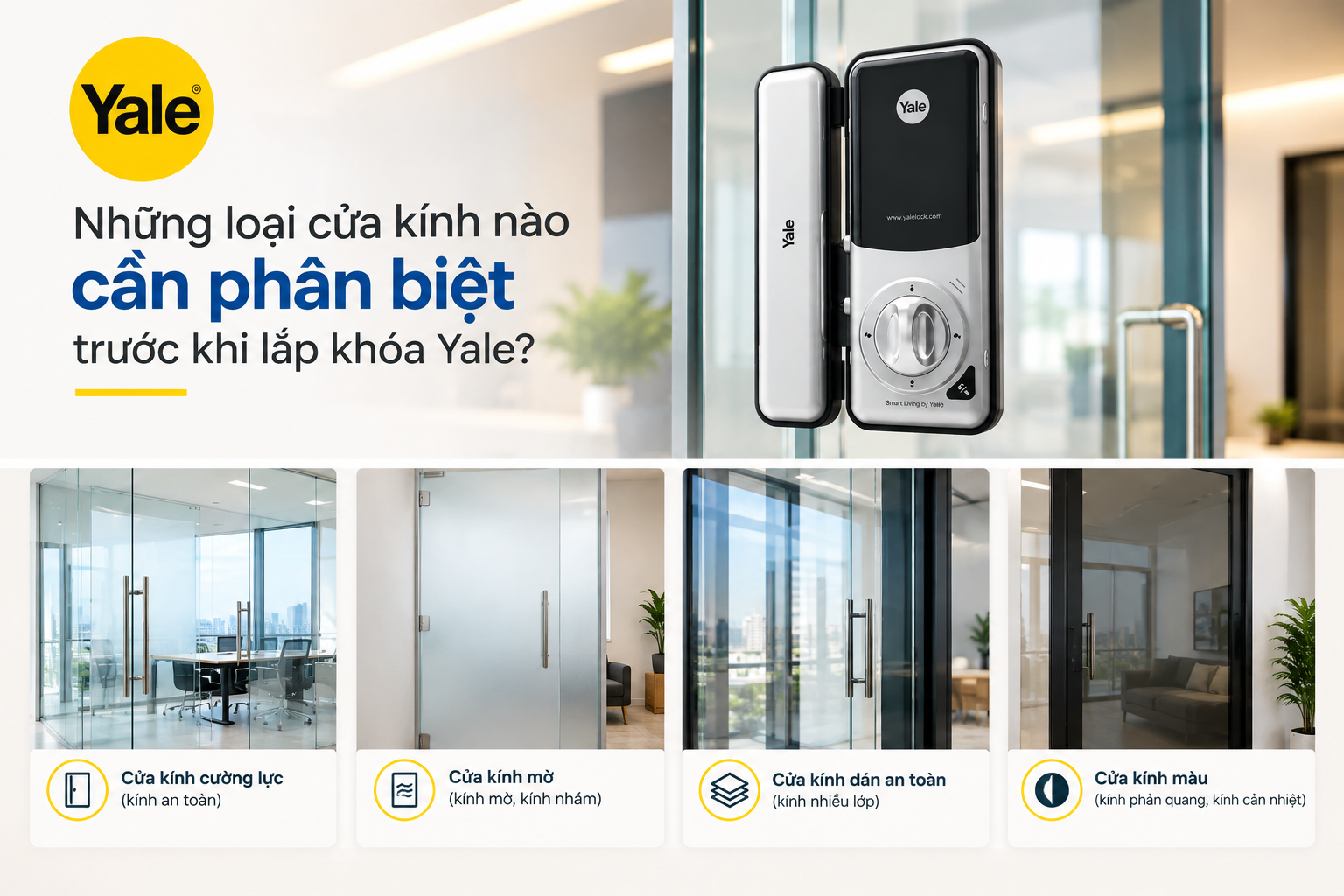 lắp khoá yale cho cửa kính