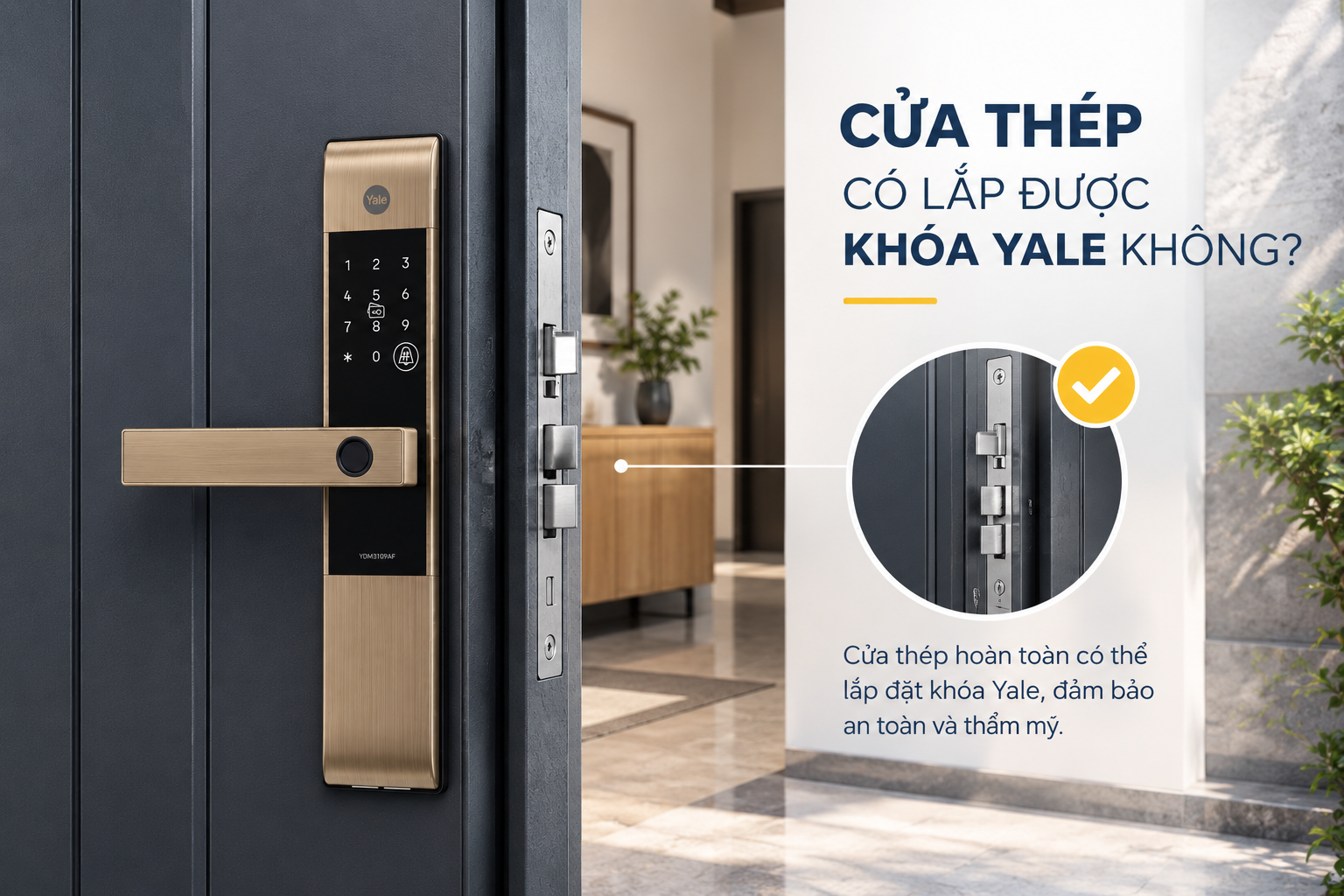 khoá yale cho cửa thép