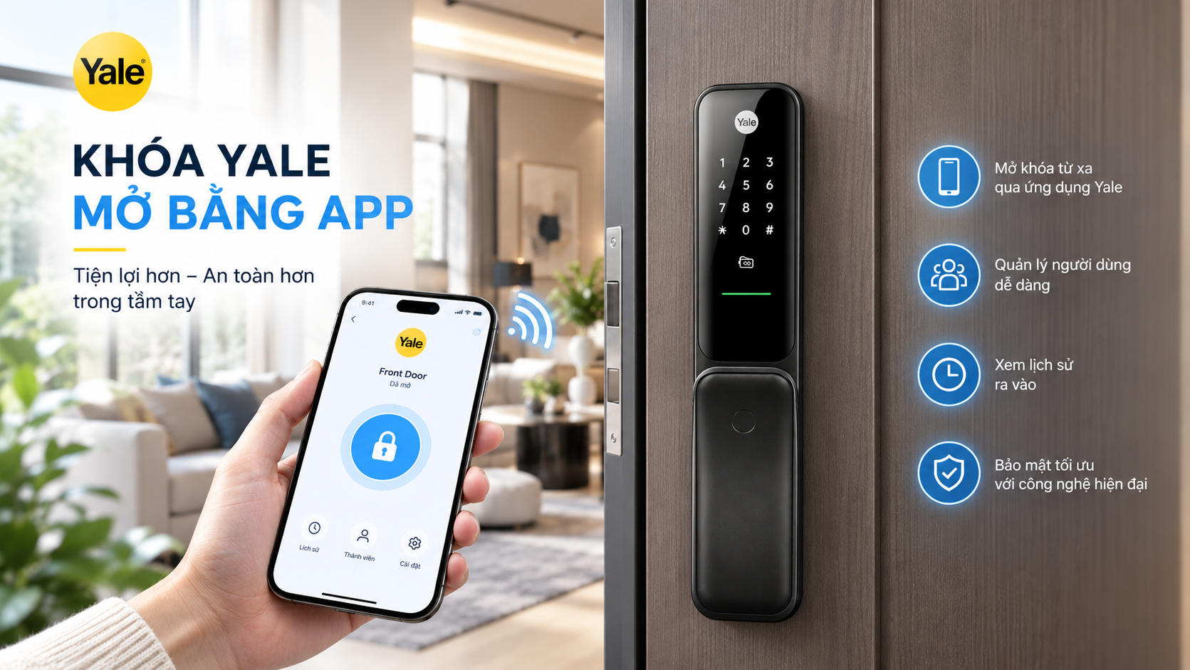 khoá yale mở bằng app