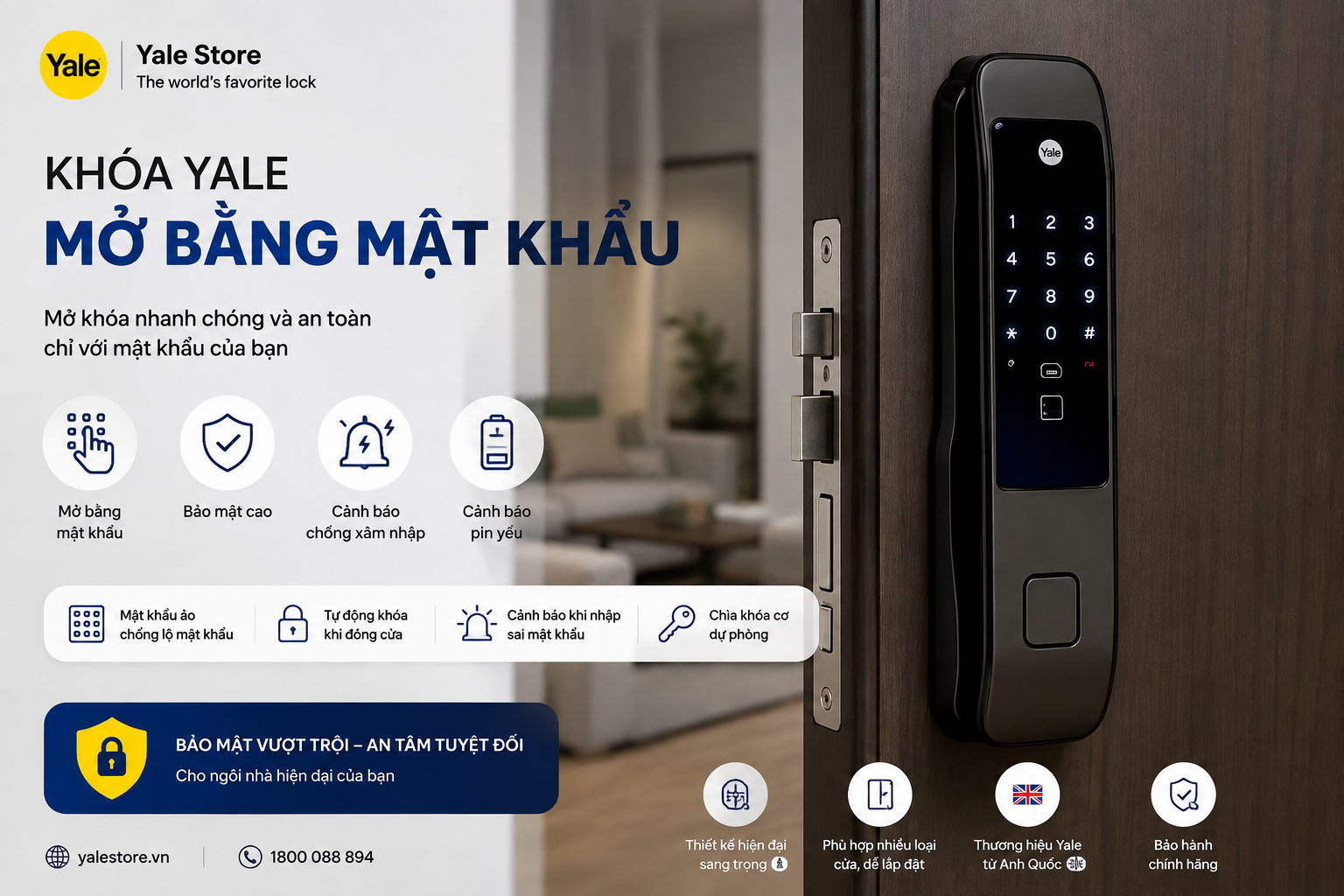 khoá yale mở bằng mật khẩu
