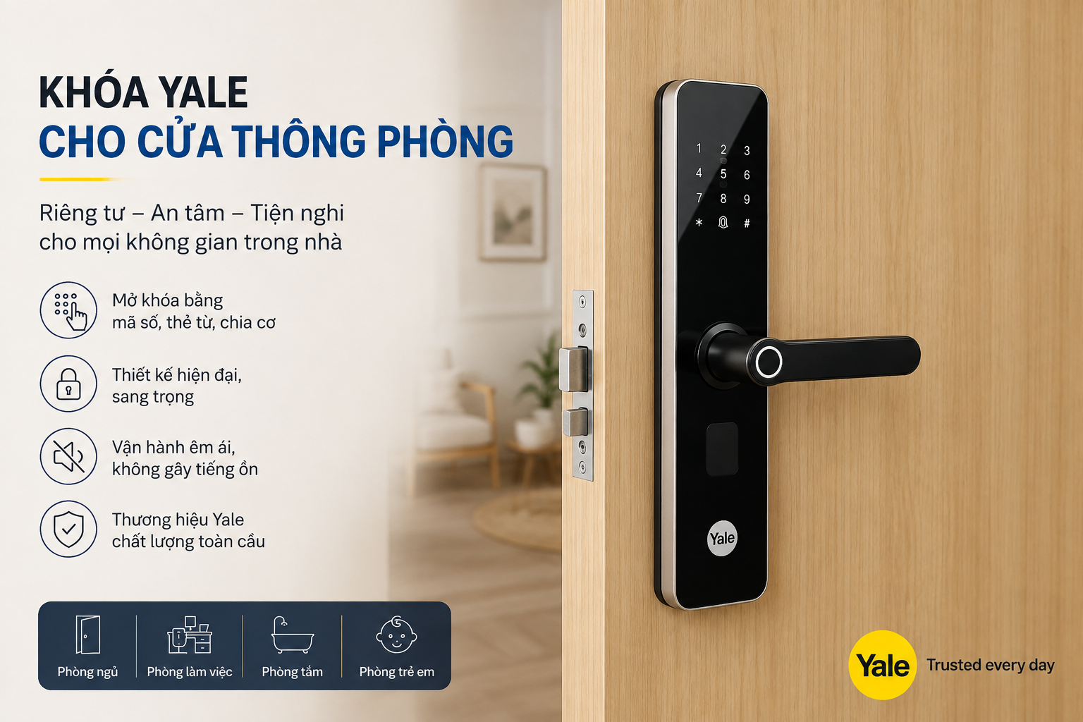 khoá yale cho cửa thông phòng