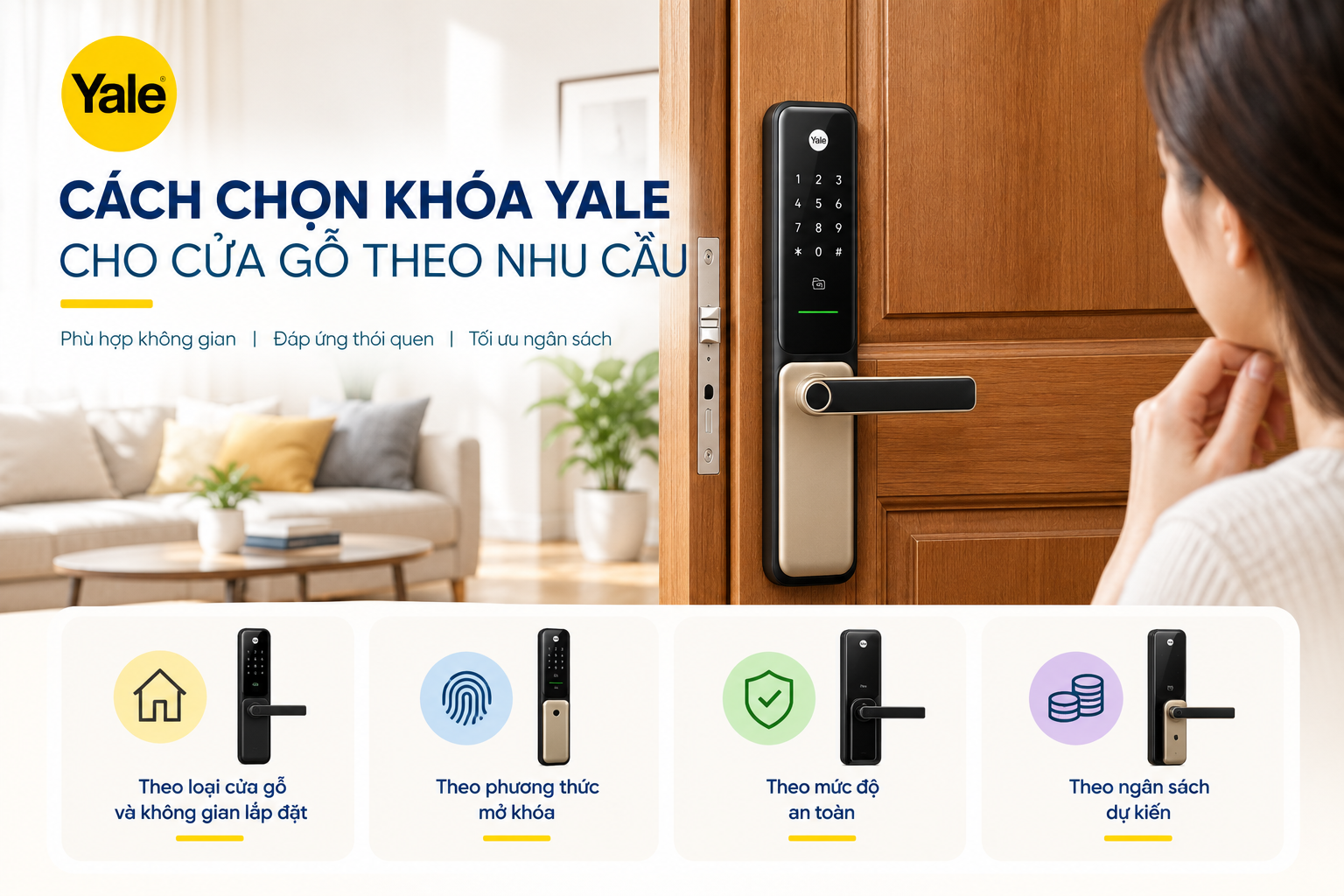 lắp khoá yale cho cửa gỗ