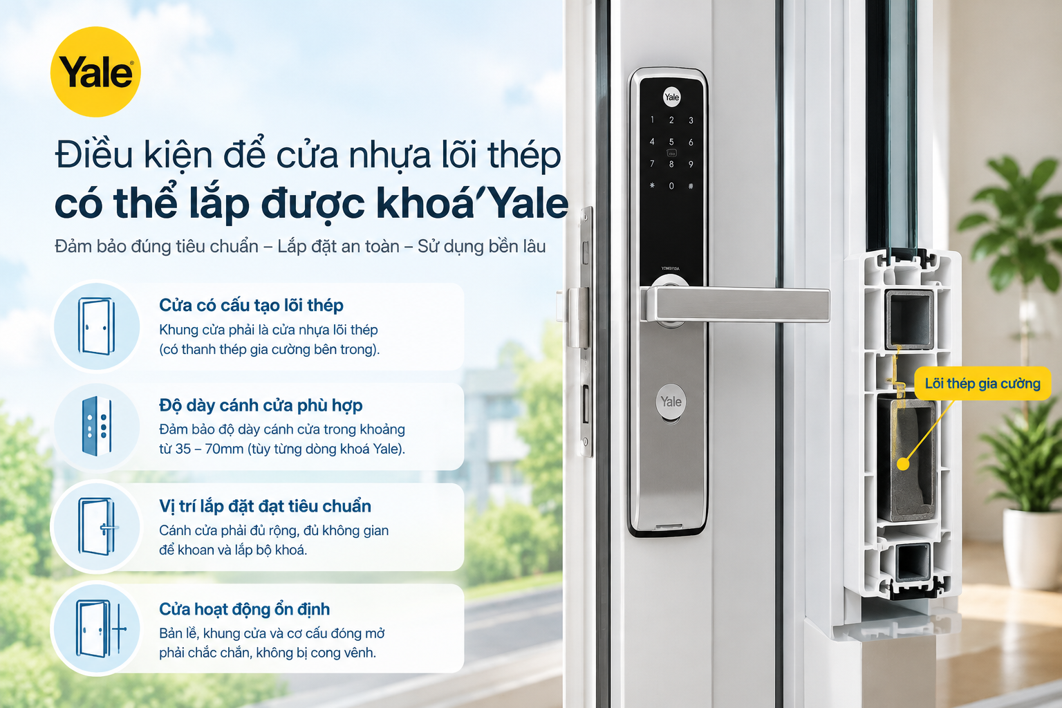 khoá yale cho cửa nhựa lõi thép
