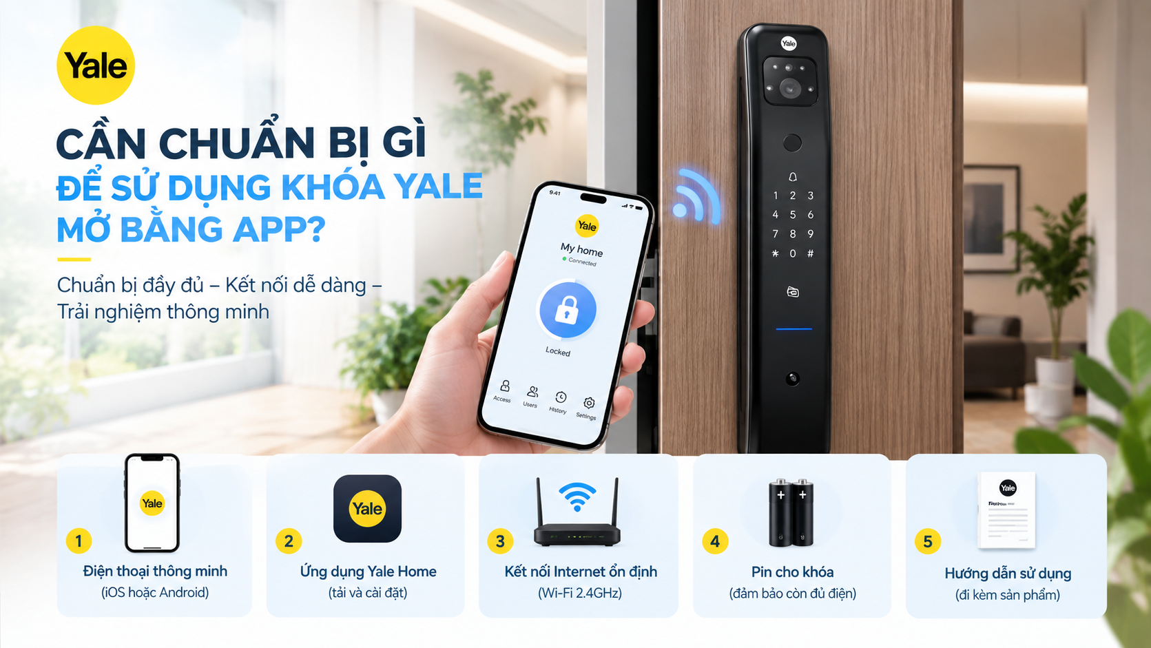 khoá yale mở bằng app