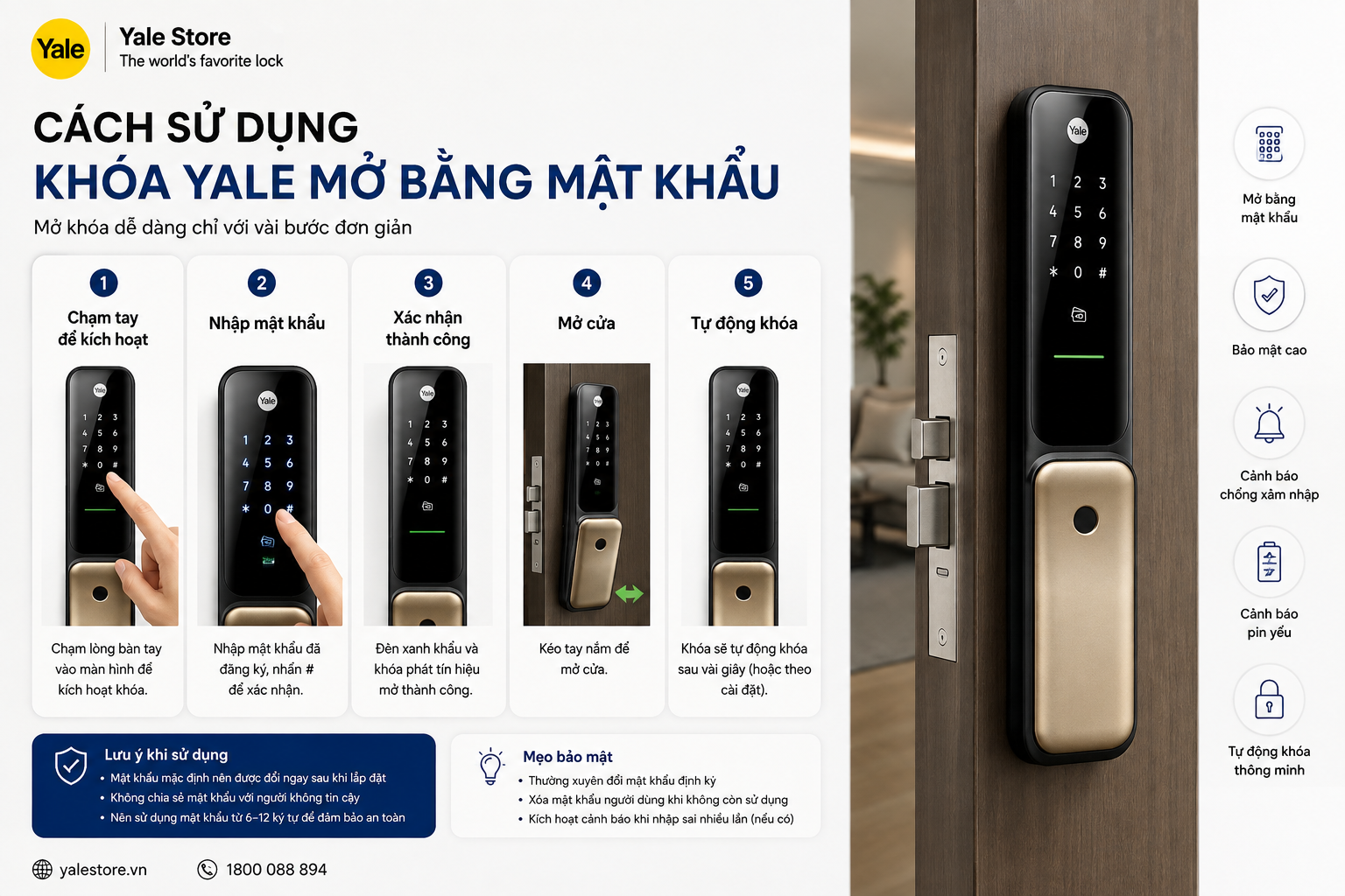 khoá yale mở bằng mật khẩu