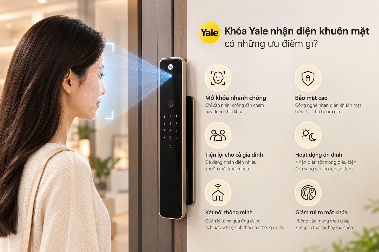 khoá yale nhận diện khuôn mặt