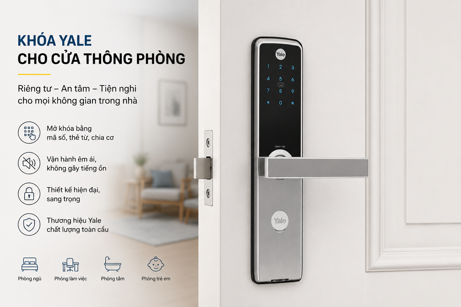 khoá yale cho cửa thông phòng