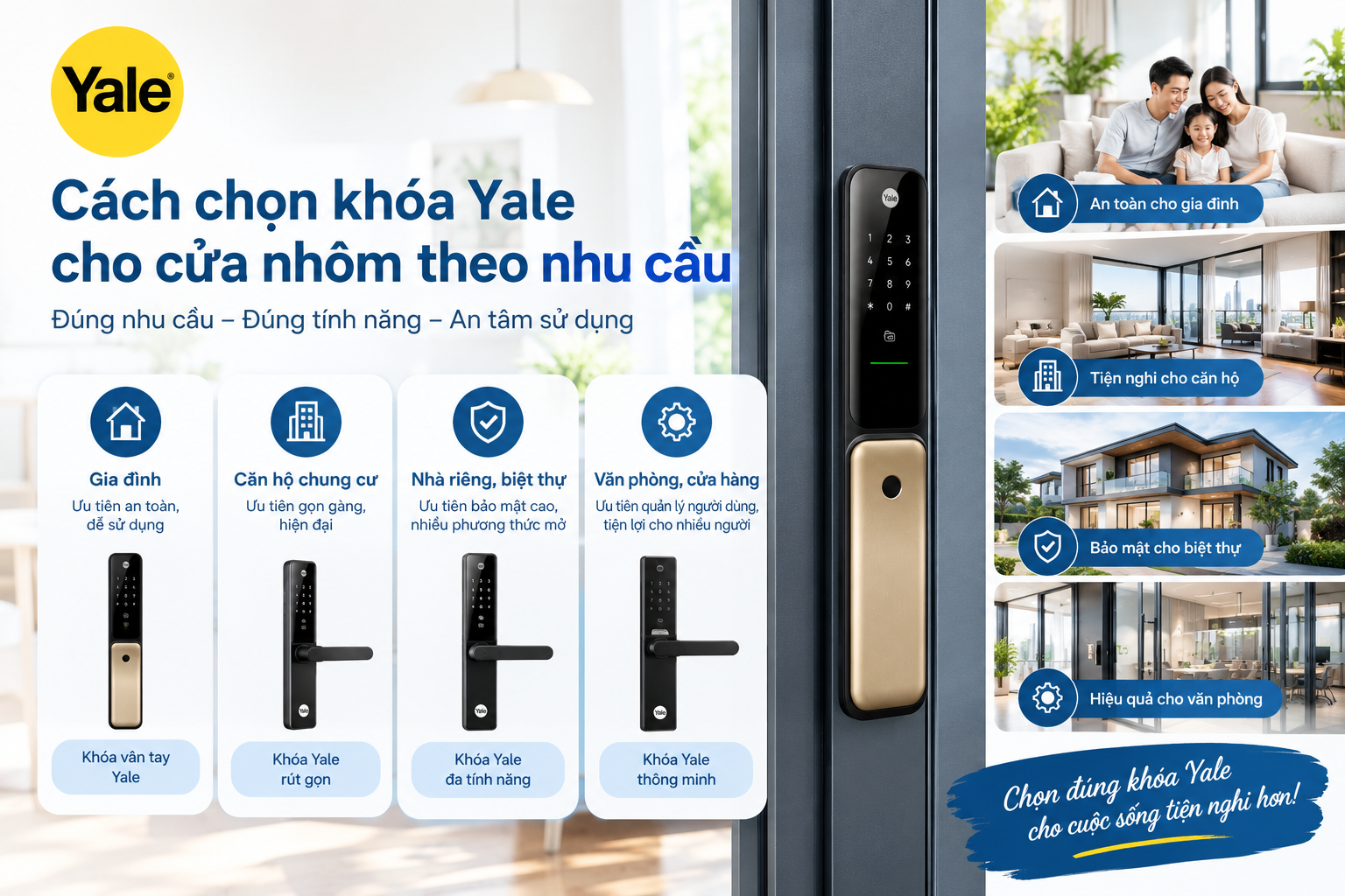 lắp khoá yale cho cửa nhôm