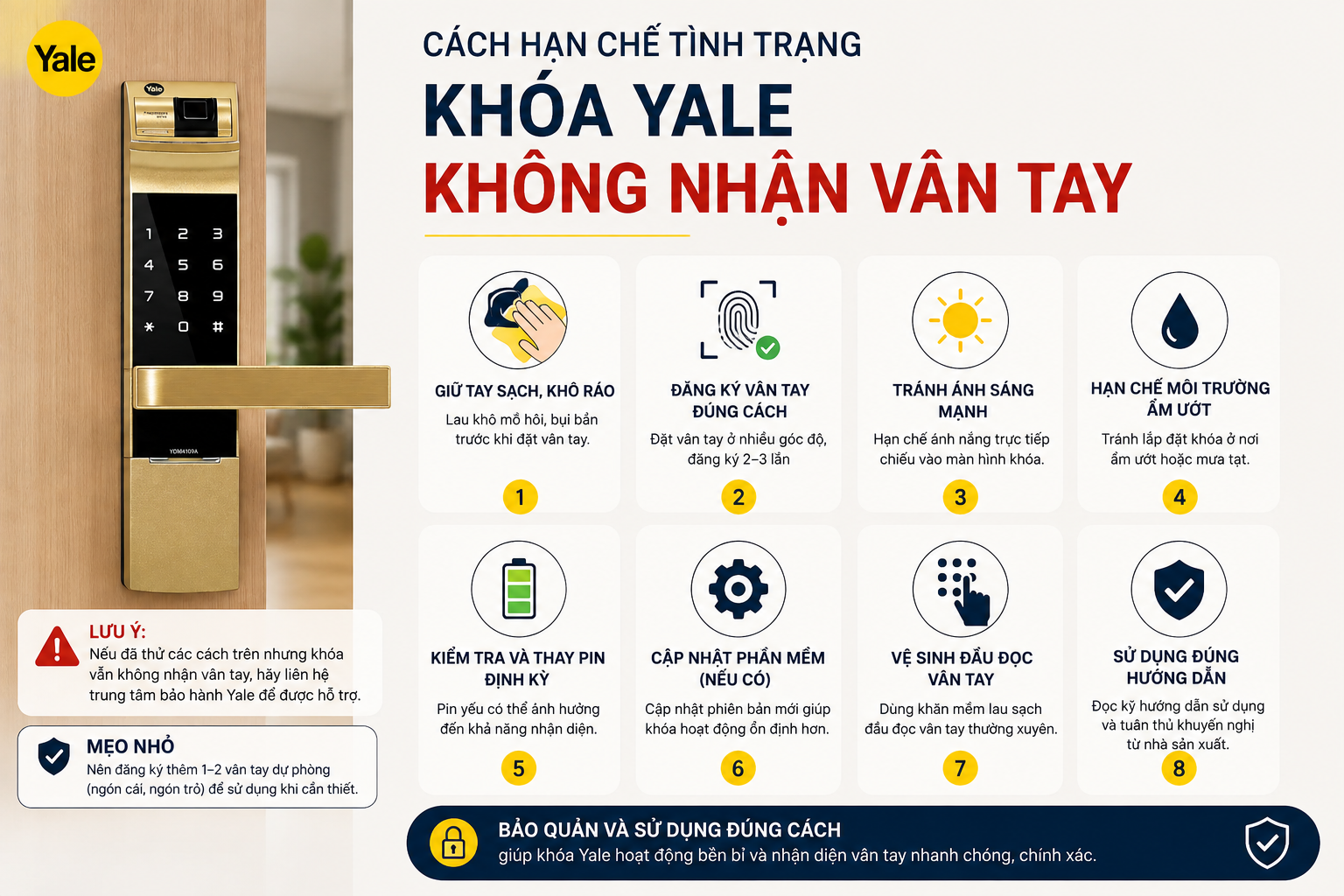 khoá yale không nhận vân tay