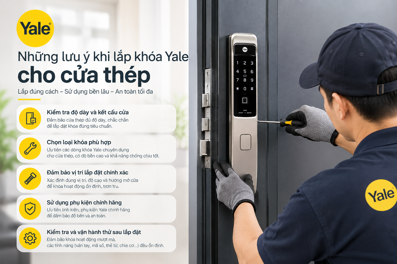 khoá yale cho cửa thép
