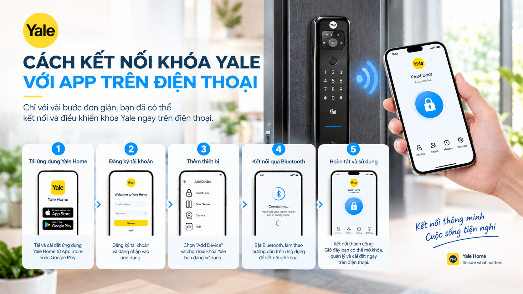 khoá yale mở bằng app