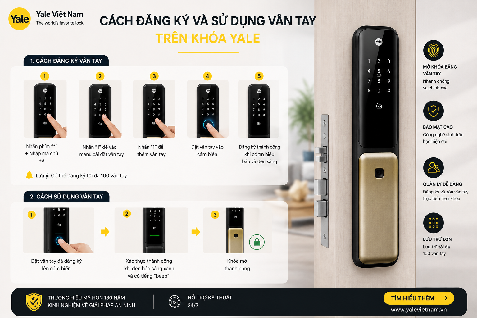 khoá yale mở bằng vân tay