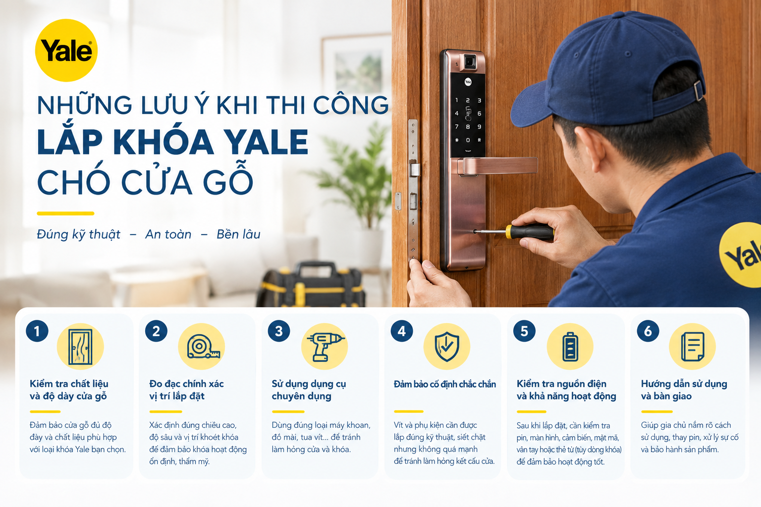 lắp khoá yale cho cửa gỗ
