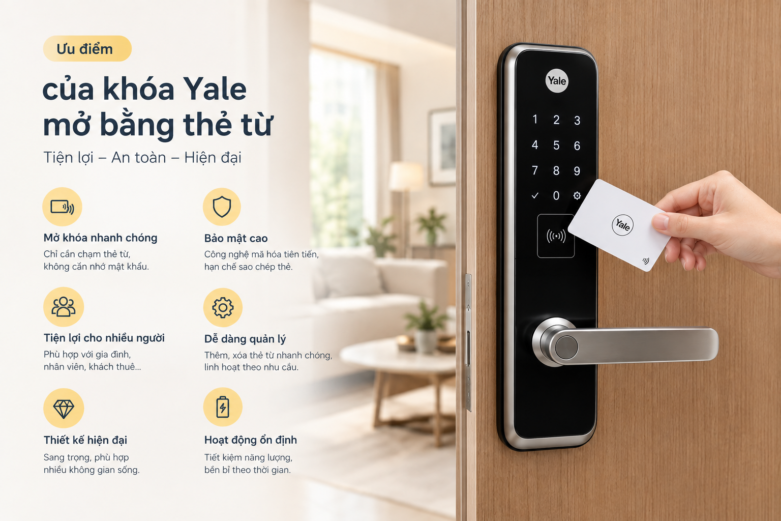 khoá yale mở bằng thẻ từ