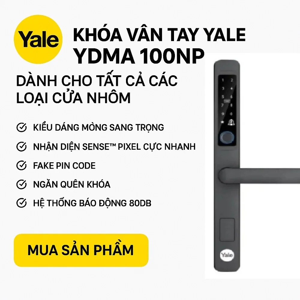 KHÓA CỬA NHÔM YALE YDMA 100NP
