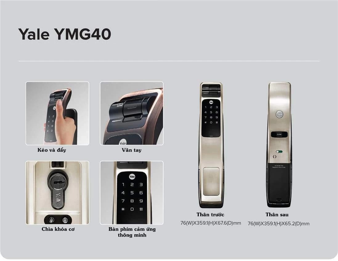 KHÓA VÂN TAY YALE YMG 40 SILVER